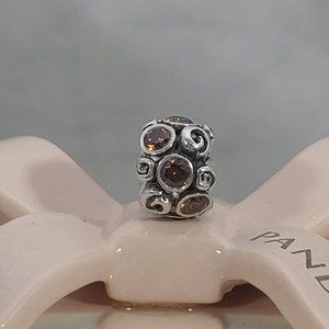 PANDORA Brown Primrose Path Sterling Silver Charm With Brown Zirconia